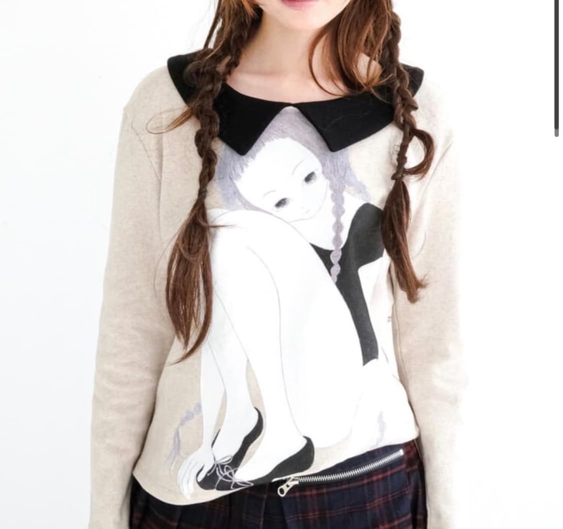 샵페어리 걸카라 페인팅 셔츠girl painting collarshirt 상품이미지1