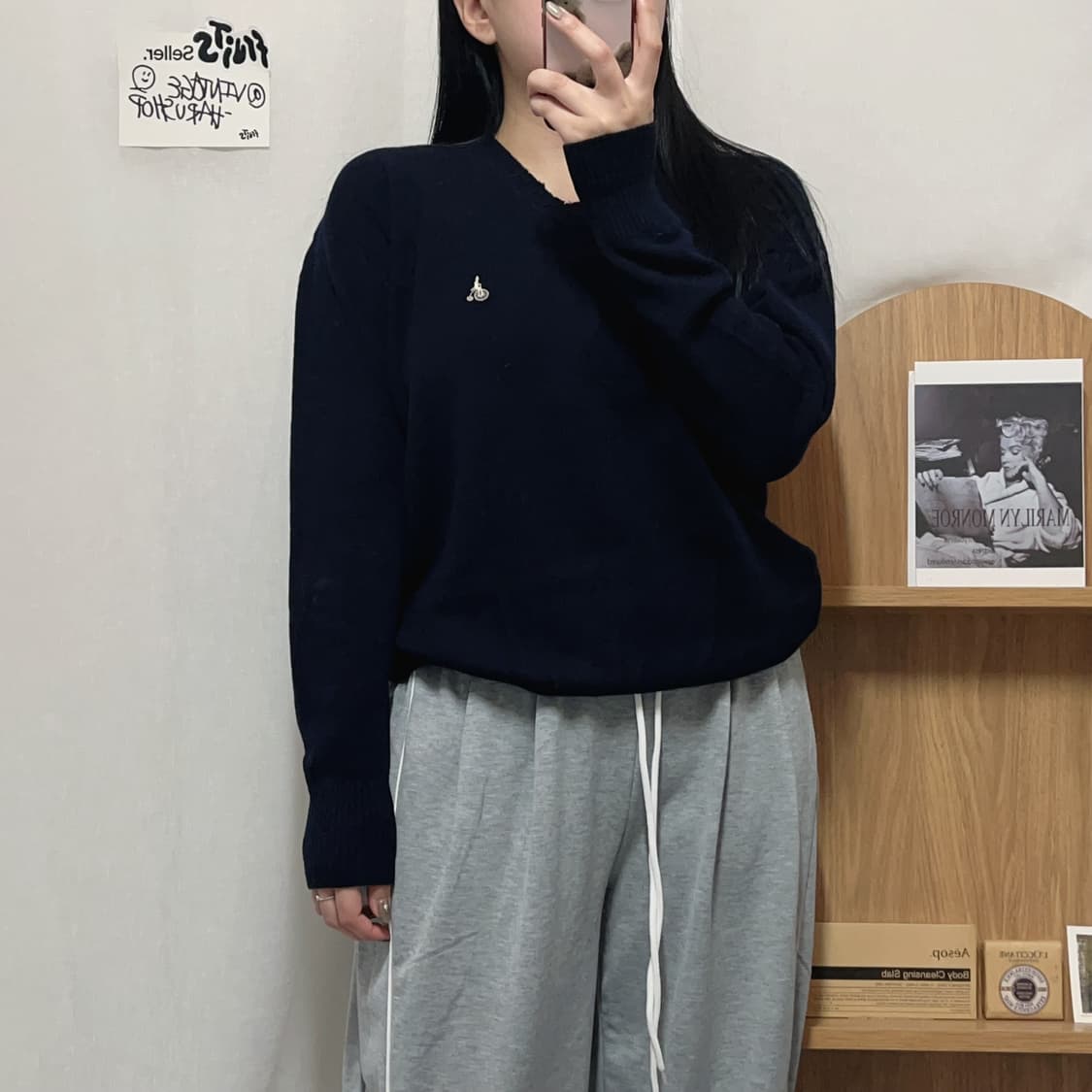 [정품] 빈폴 네이비 화이트로고 니트[ 95 ] 상품이미지2