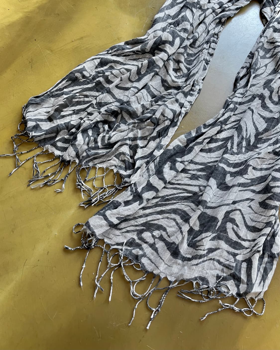 JPN Vintage Zebra Pattern Tassel Scarf 상품이미지5