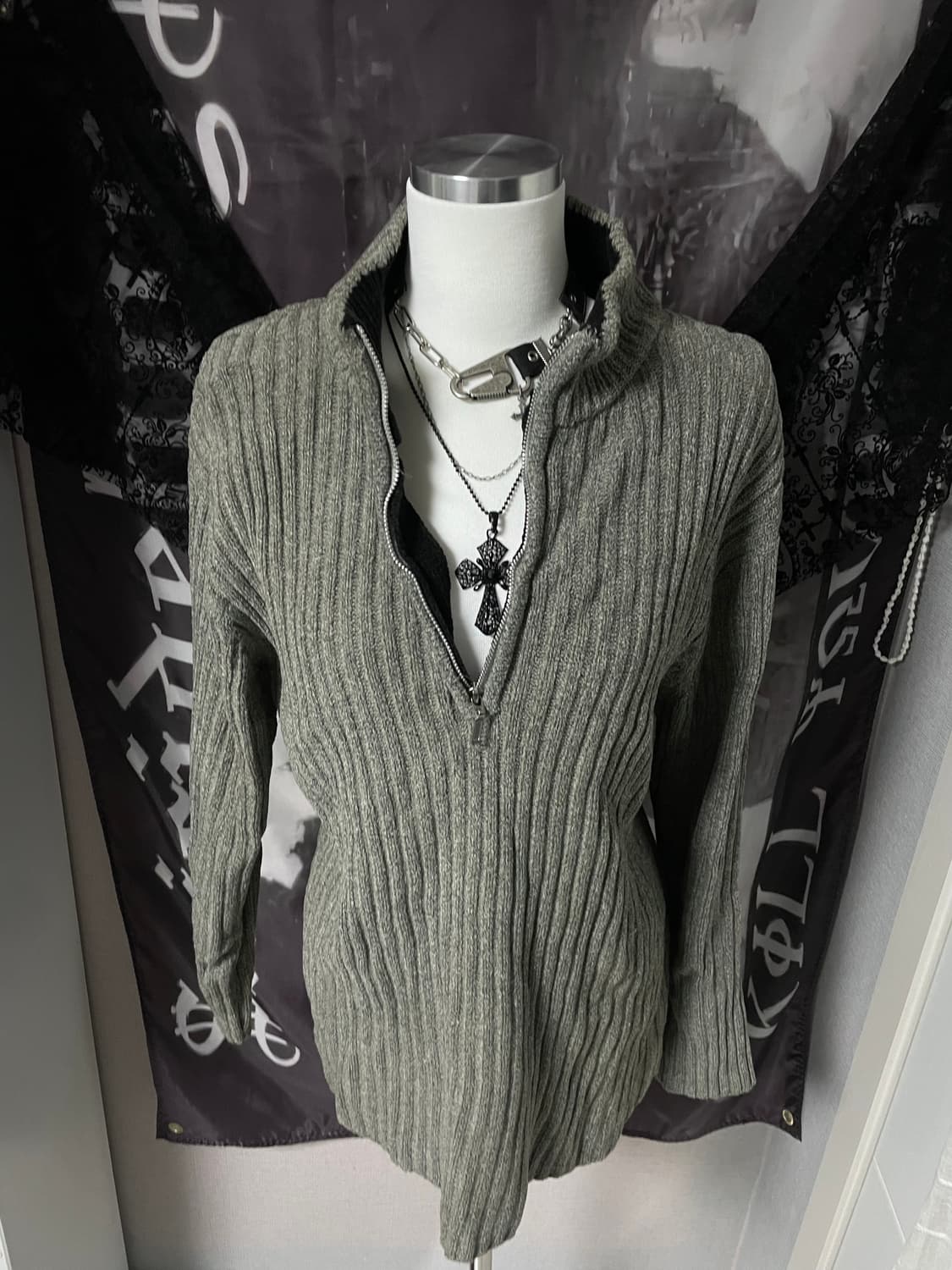 Half Zip-up Long Sleeve Knit 빈티지니트00유니섹스 상품이미지2