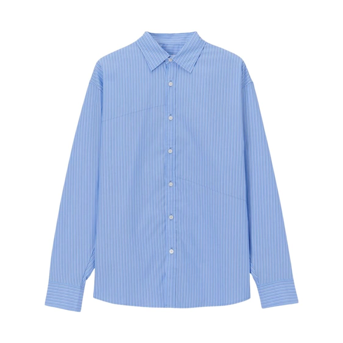 타이핑 미스테이크 플리츠 셔츠 블루 스트라이프 상품이미지1