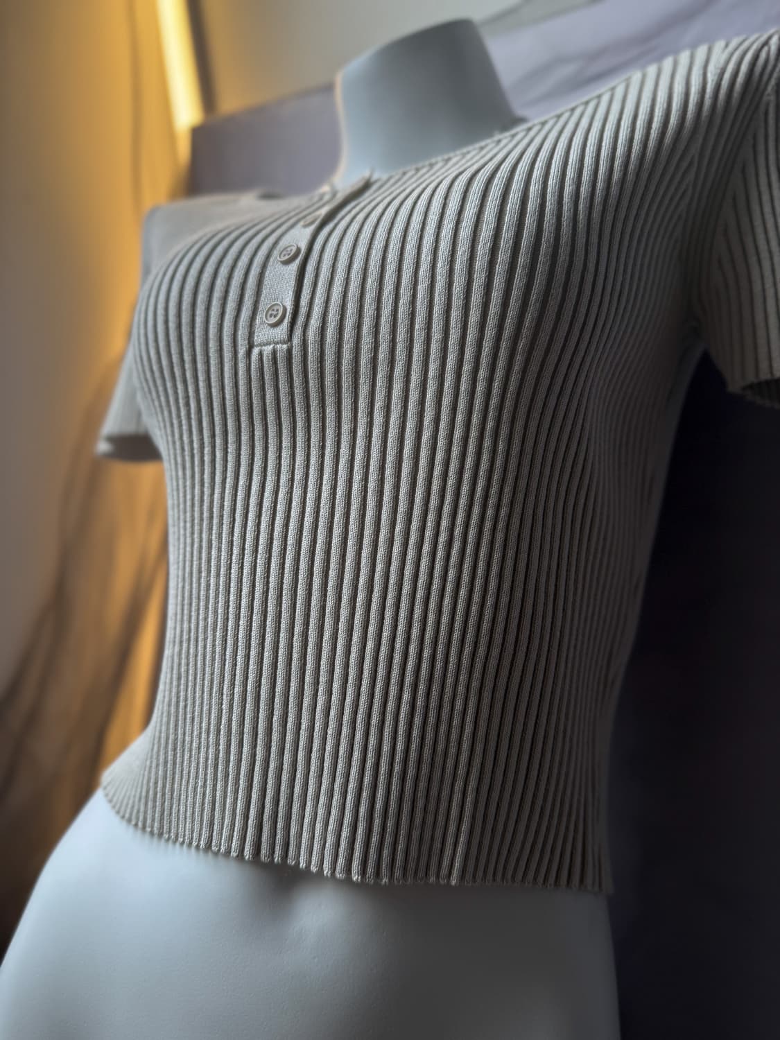 Gray ribbed button top 0114 상품이미지2