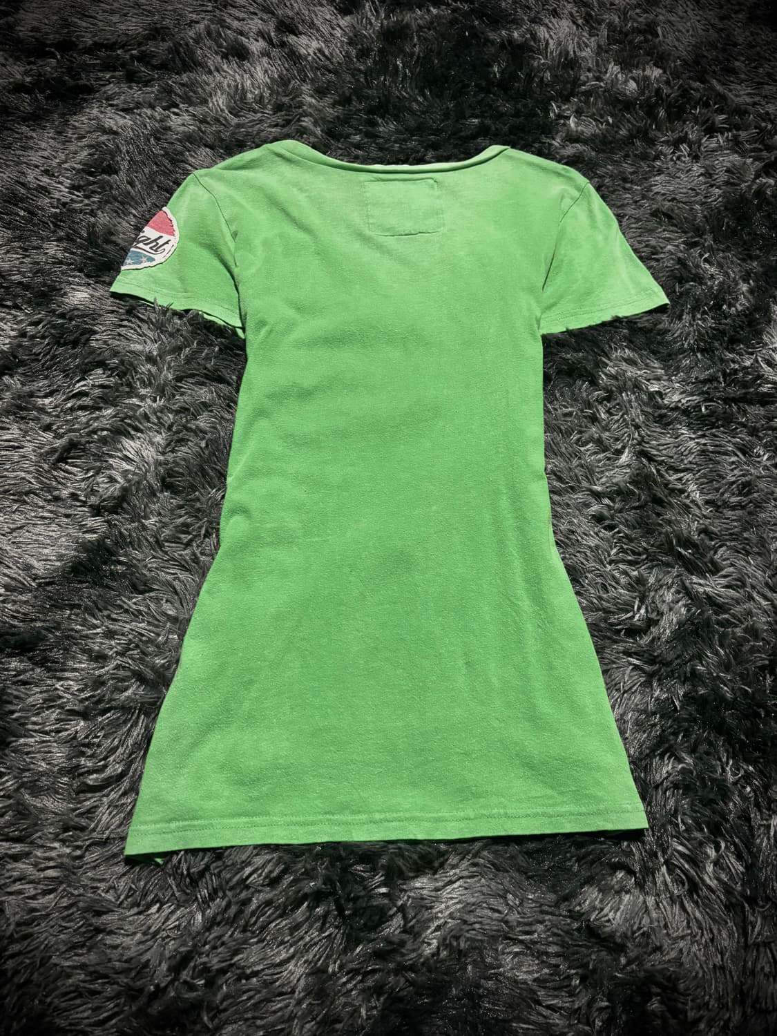 DIG DEEP 그린컬러 아이보리 레터링 자수 반팔 T 상품이미지2