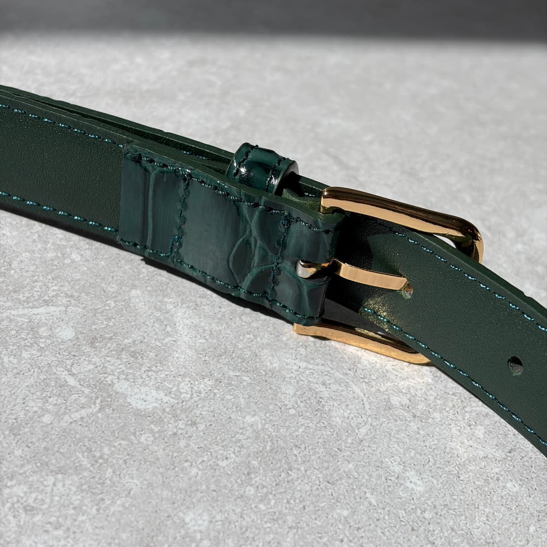 Oribell 크로커다일 페이던트 소가죽 골드버클 미니멀 버클 벨트 상품이미지10