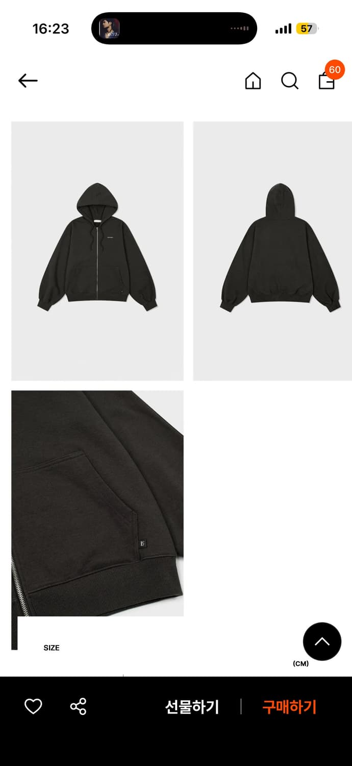 로우클래식 SOFT ZIP-UP HOODIE_CHARCOAL M 상품이미지3
