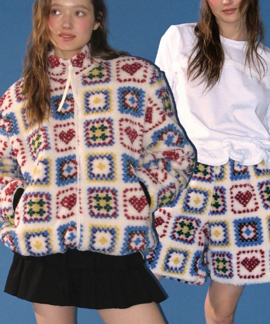 론론 하트 크로셰 패턴 후리스 상품이미지5