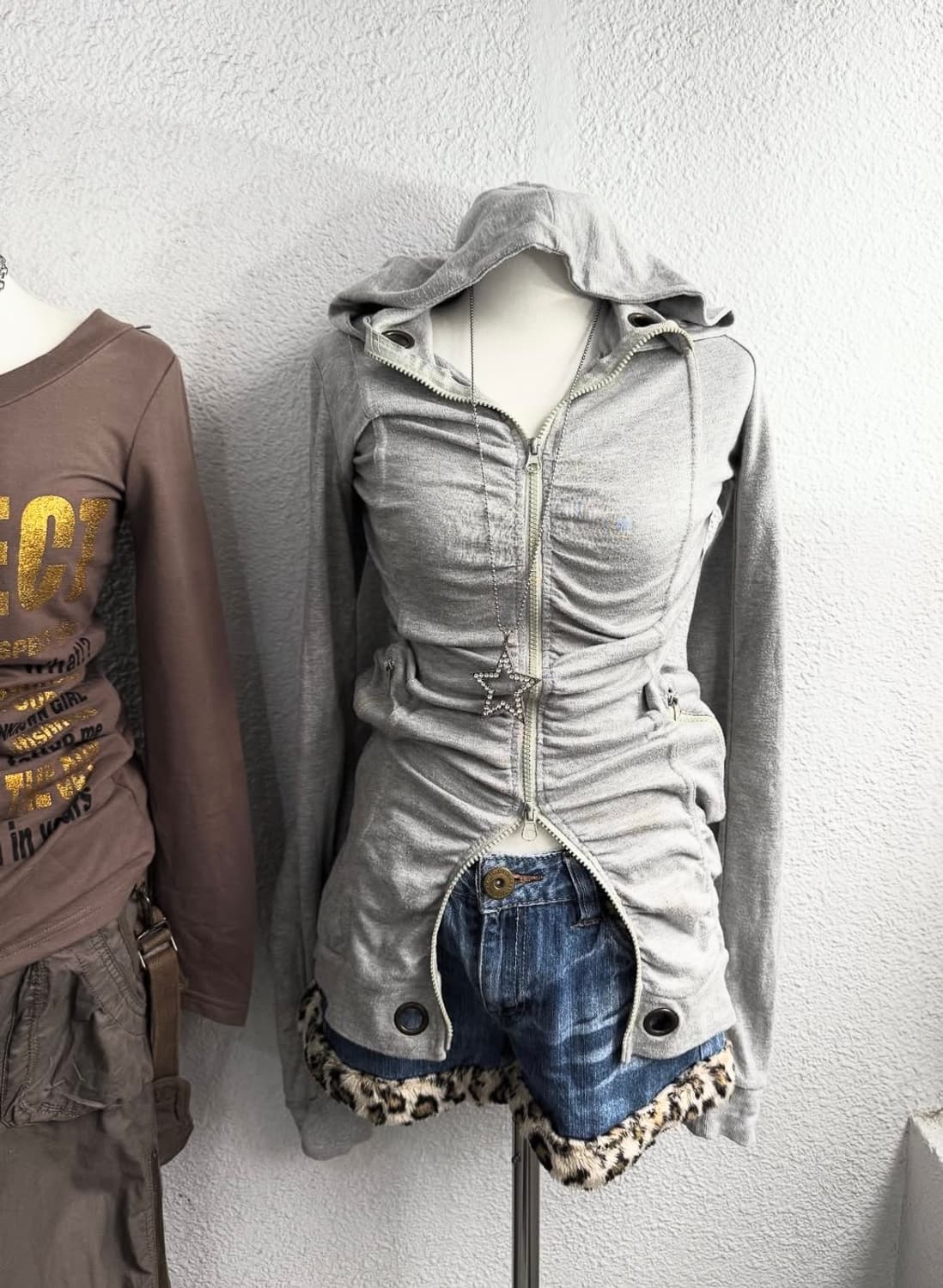 빈티지 후드집업 빈티지 셔링 후드집업 y2k 오네갸루 키치 상품이미지1