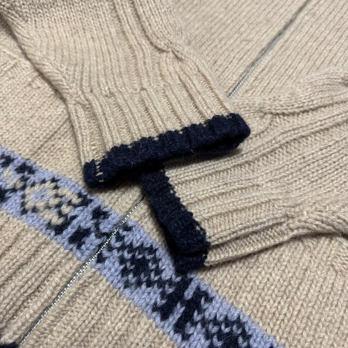 DELOBEAN 베이지컬러 숄카라 코위찬 집업 가디건 상품이미지4