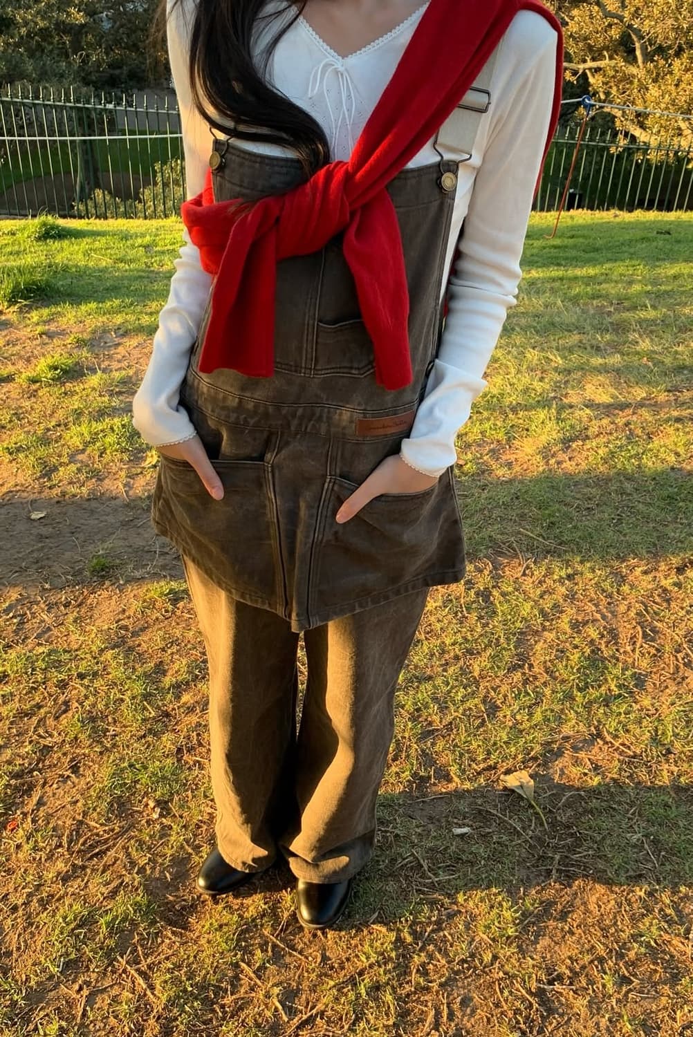 썸웨어버터 빈티지 콤비 오버롤 빈티지 브라운 상품이미지3