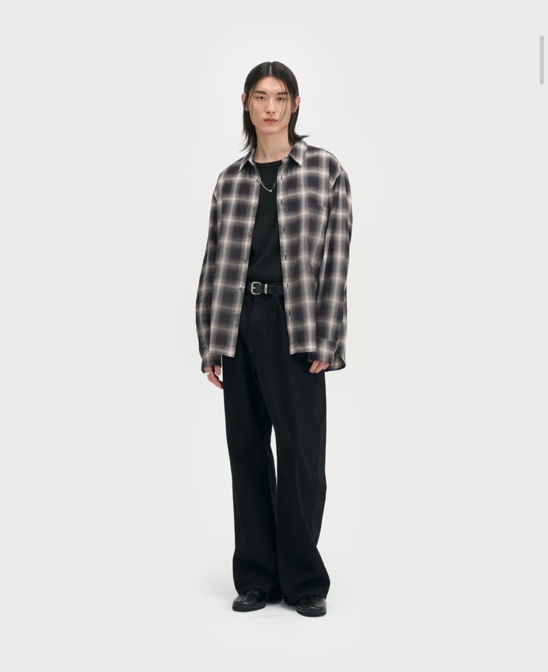 벨리에 트루 와이드 데님 팬츠 - 원 워시드 블랙 상품이미지2