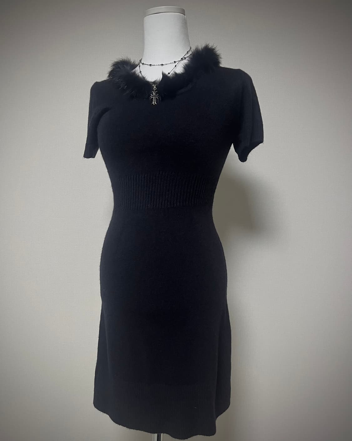 오네갸루 반팔 니트 딱붙원피스 고스 고딕 상품이미지1