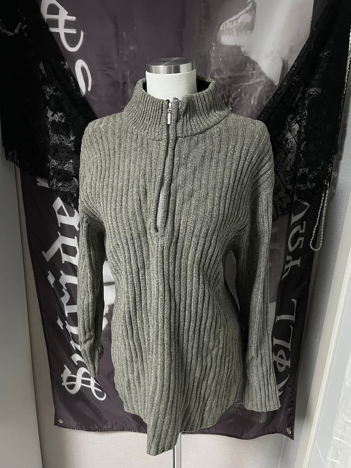 Half Zip-up Long Sleeve Knit 빈티지니트00유니섹스 상품이미지3