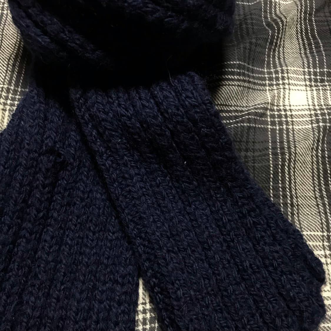 재팬 핸드메이드 뜨개질 머플러 네이비 상품이미지2