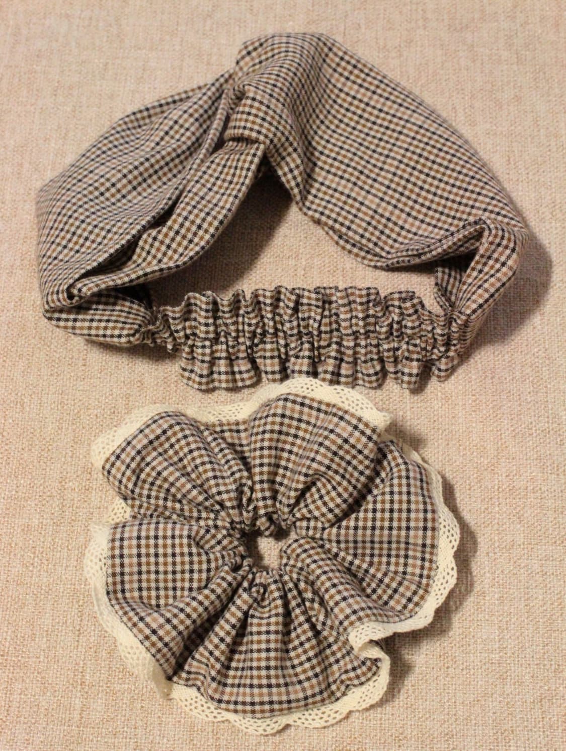 빈티지 업사이클링 핸드메이드 헤어밴드 스크런치 세트 상품이미지1