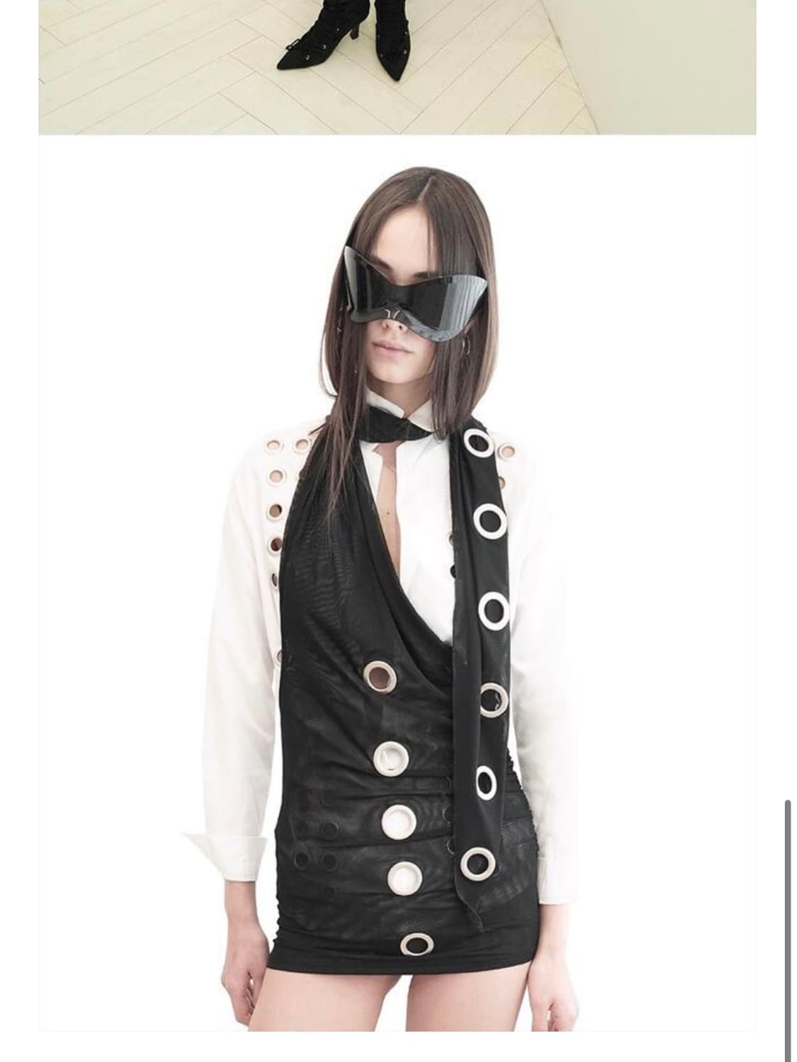 Kimyo big eyelet scarf layer mesh top 상품이미지2