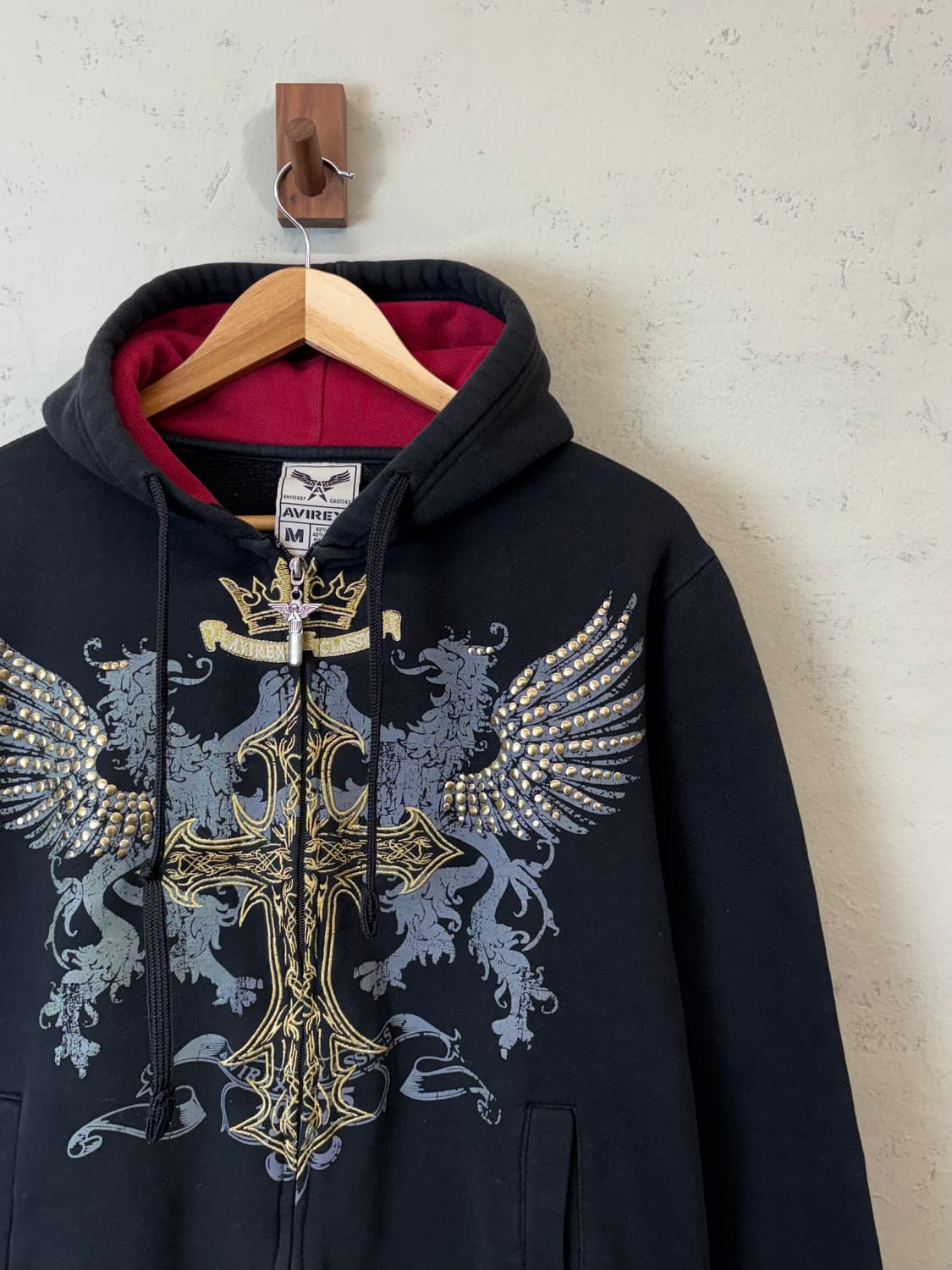 아비렉스 빈티지 크로스헤드 후드집업 블랙 상품이미지2