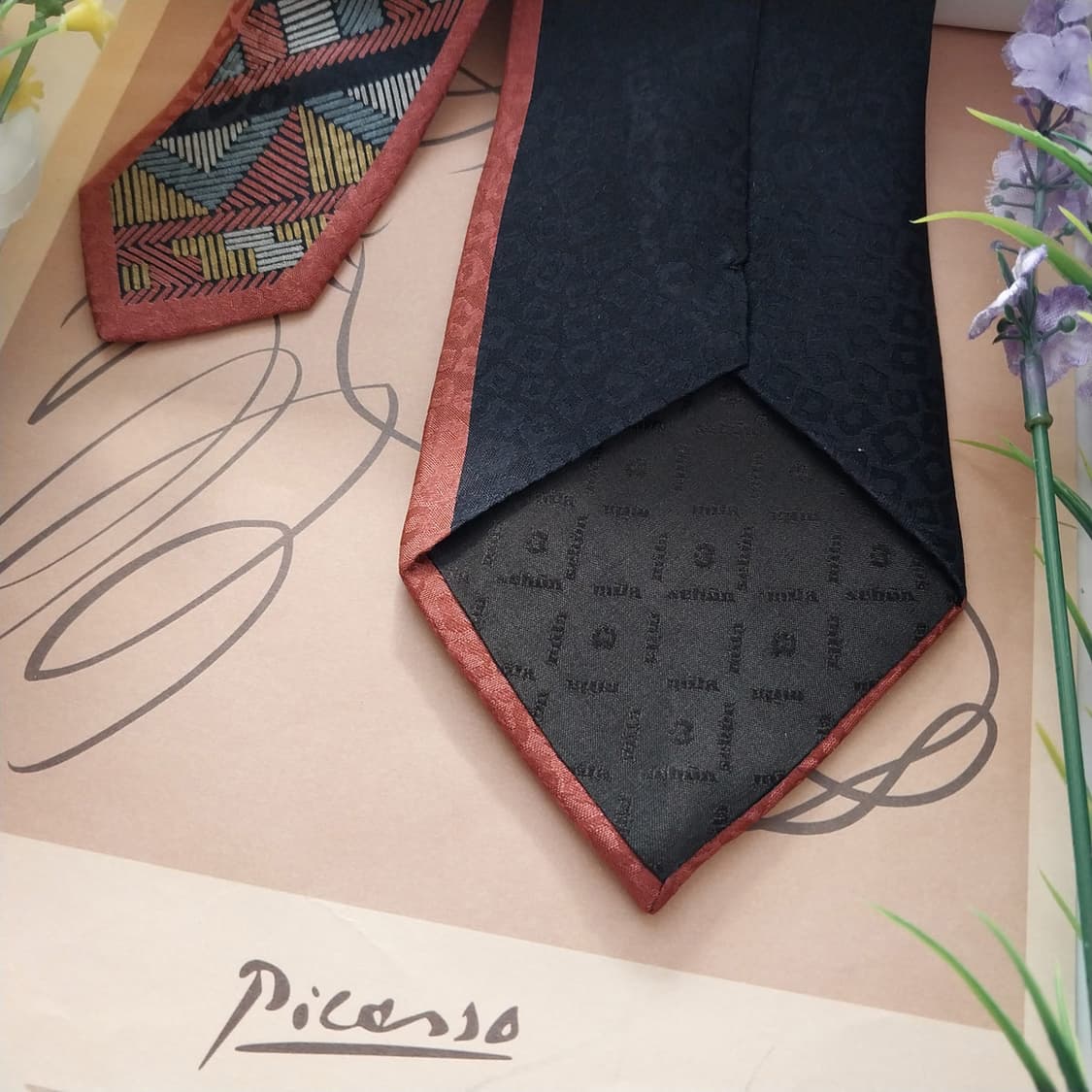 밀라숀 실크 와인 기하 패턴 넥타이 8.5cm A+등급 K1352
 상품이미지6