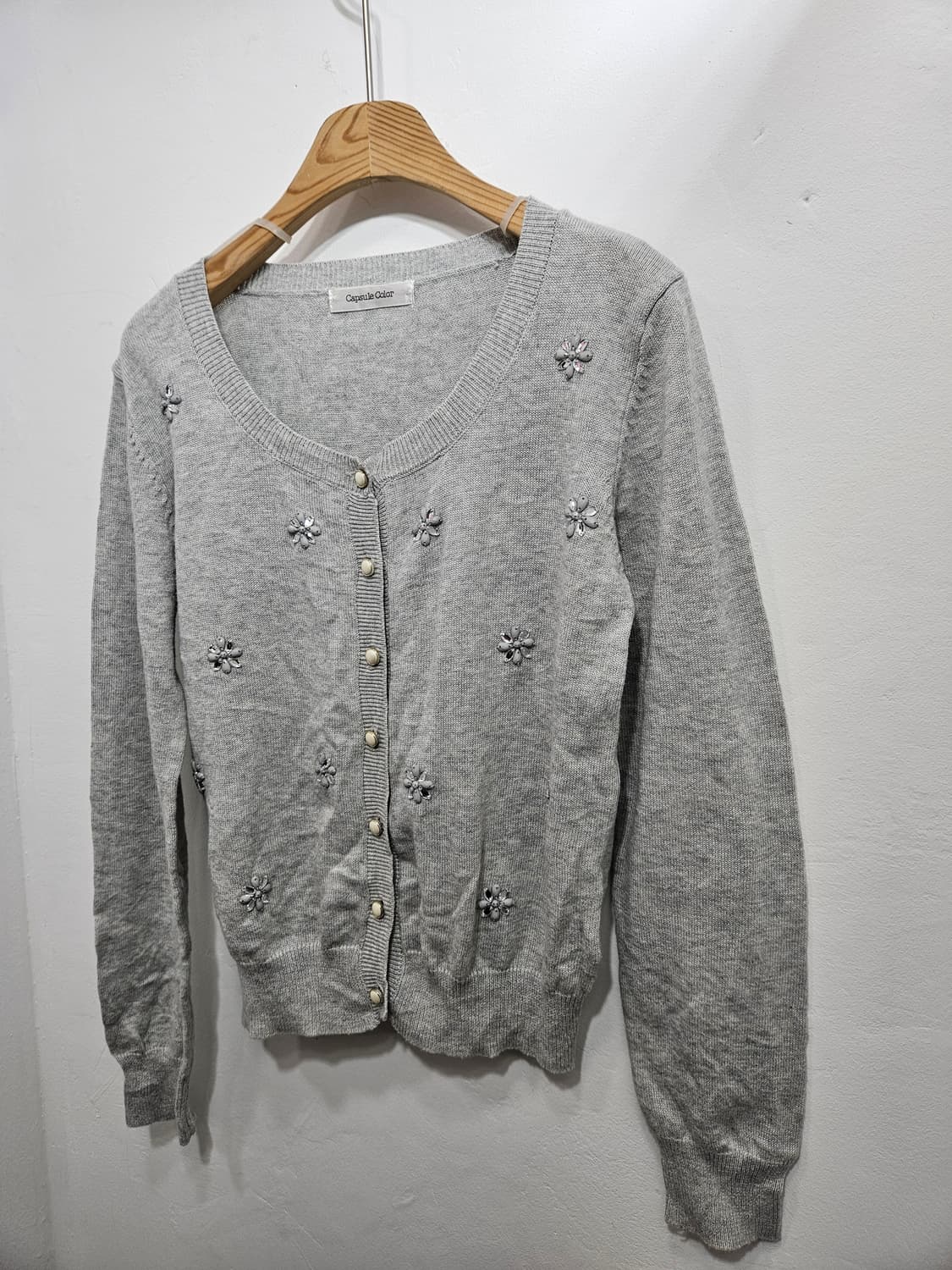 플라워 비즈 장식 니트 가디건 L 상품이미지7