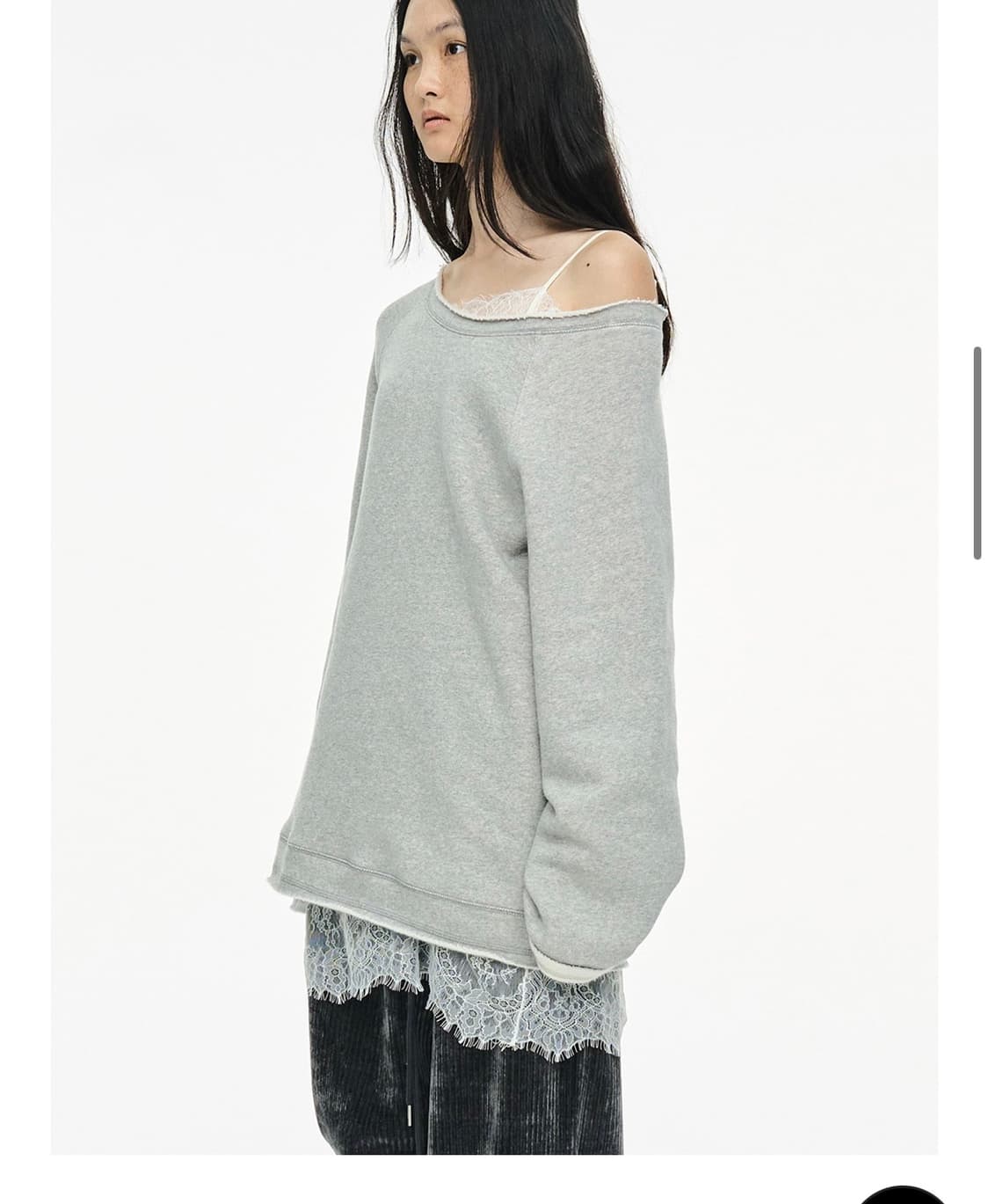 세릭 베이직 스웻 탑 그레이 오프숄더 원숄더 BASIC SWEAT TOP 상품이미지2