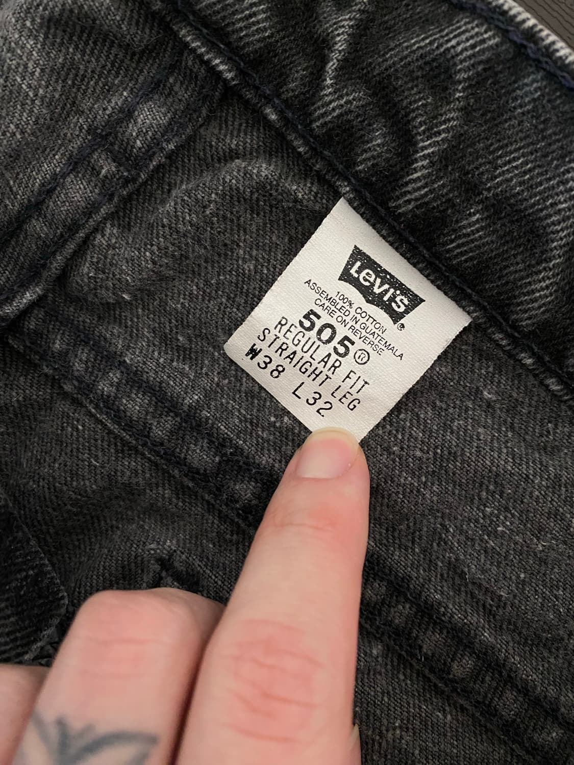 (38x32) 90s 리바이스 505 오렌지탭 흑청 블랙 상품이미지2