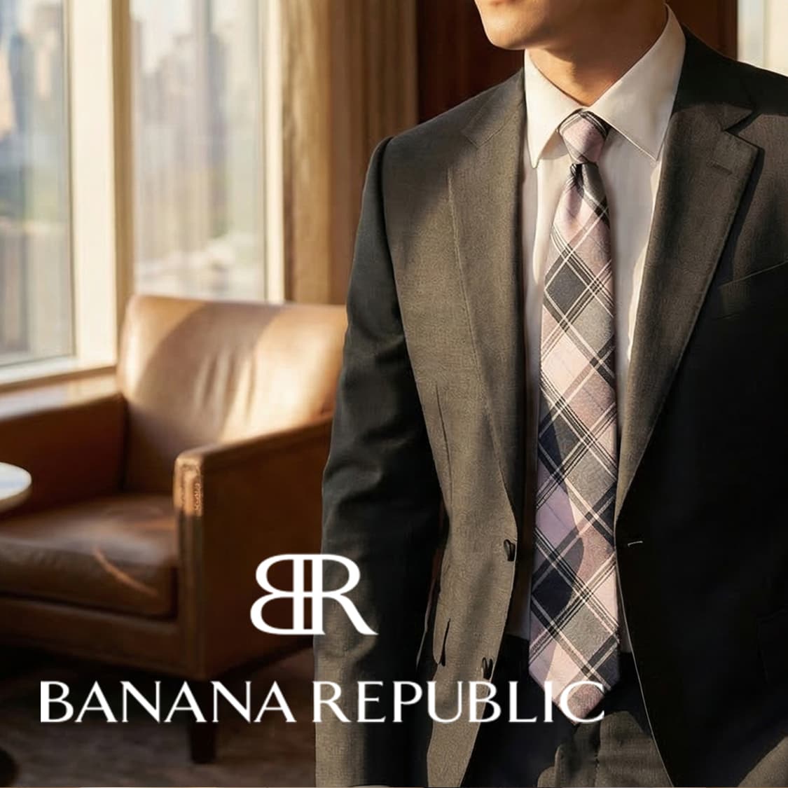 바나나 리퍼블릭 실크 핑크 체크 넥타이 7.9cm A+등급 K2285 상품이미지1