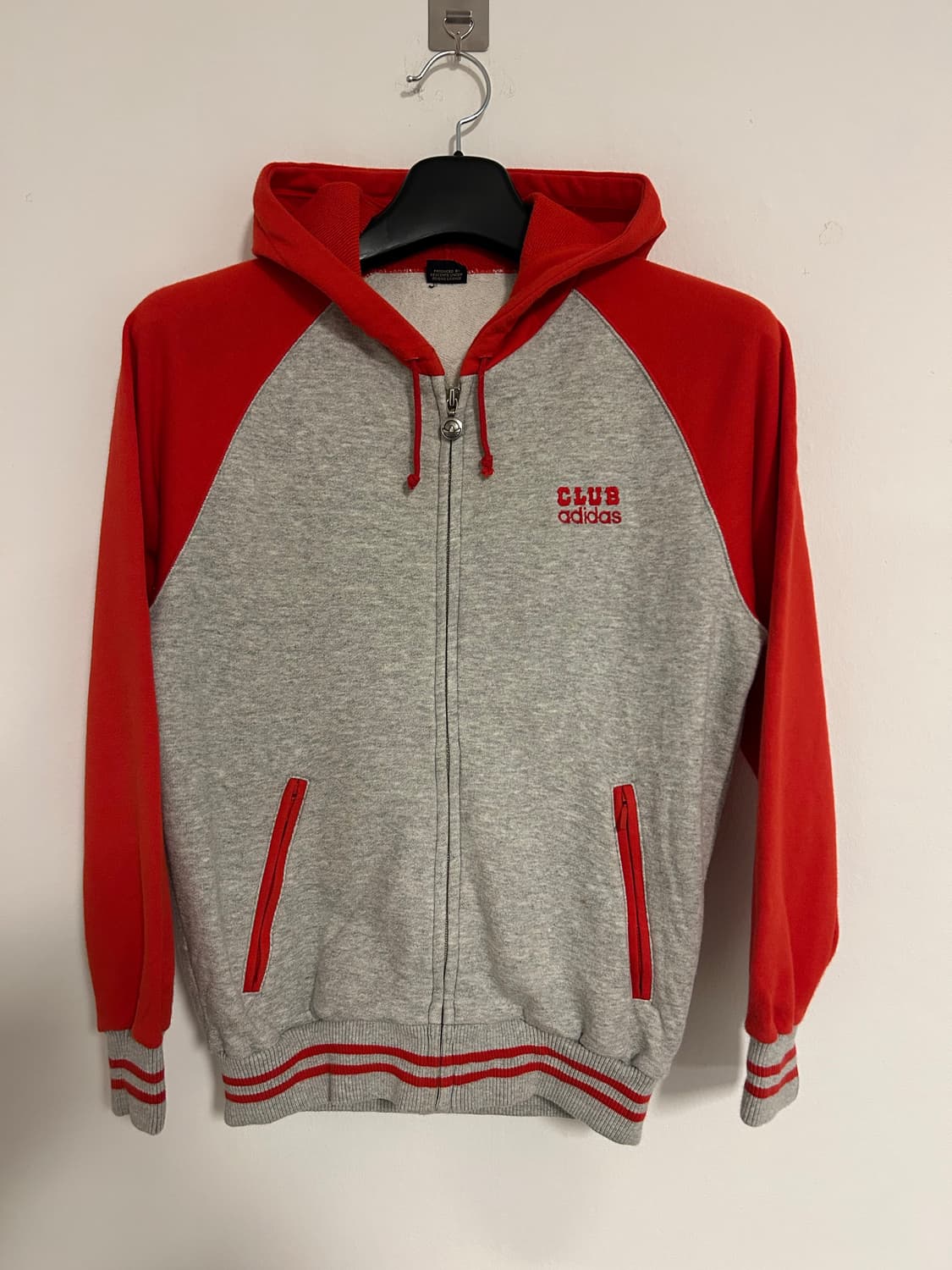 90s-00s 아디다스 클럽 레드 배색 올드스쿨 후드집업 상품이미지1