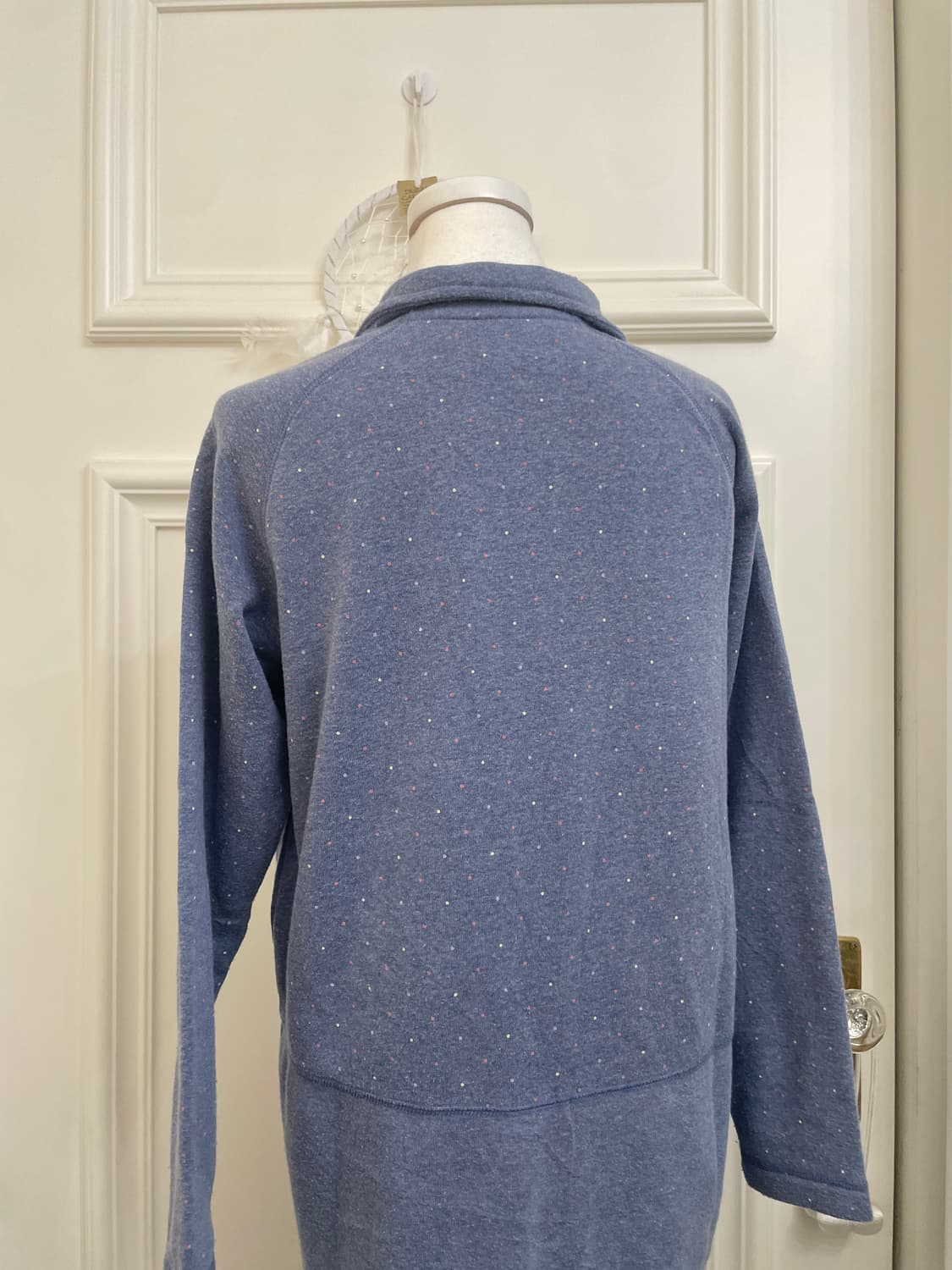 cobalt blue dot pattern brushed long hal 상품이미지4