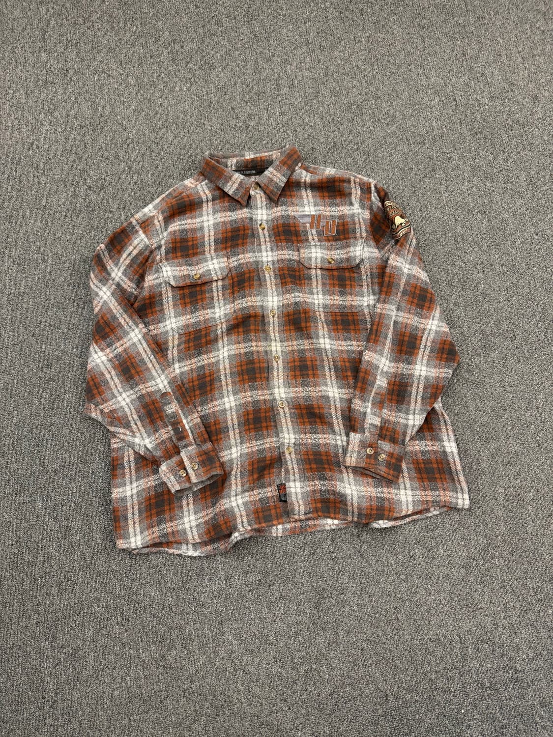 2XL)할리데이비슨 빈티지 자수 플란넬 체크 긴팔셔츠 상품이미지2