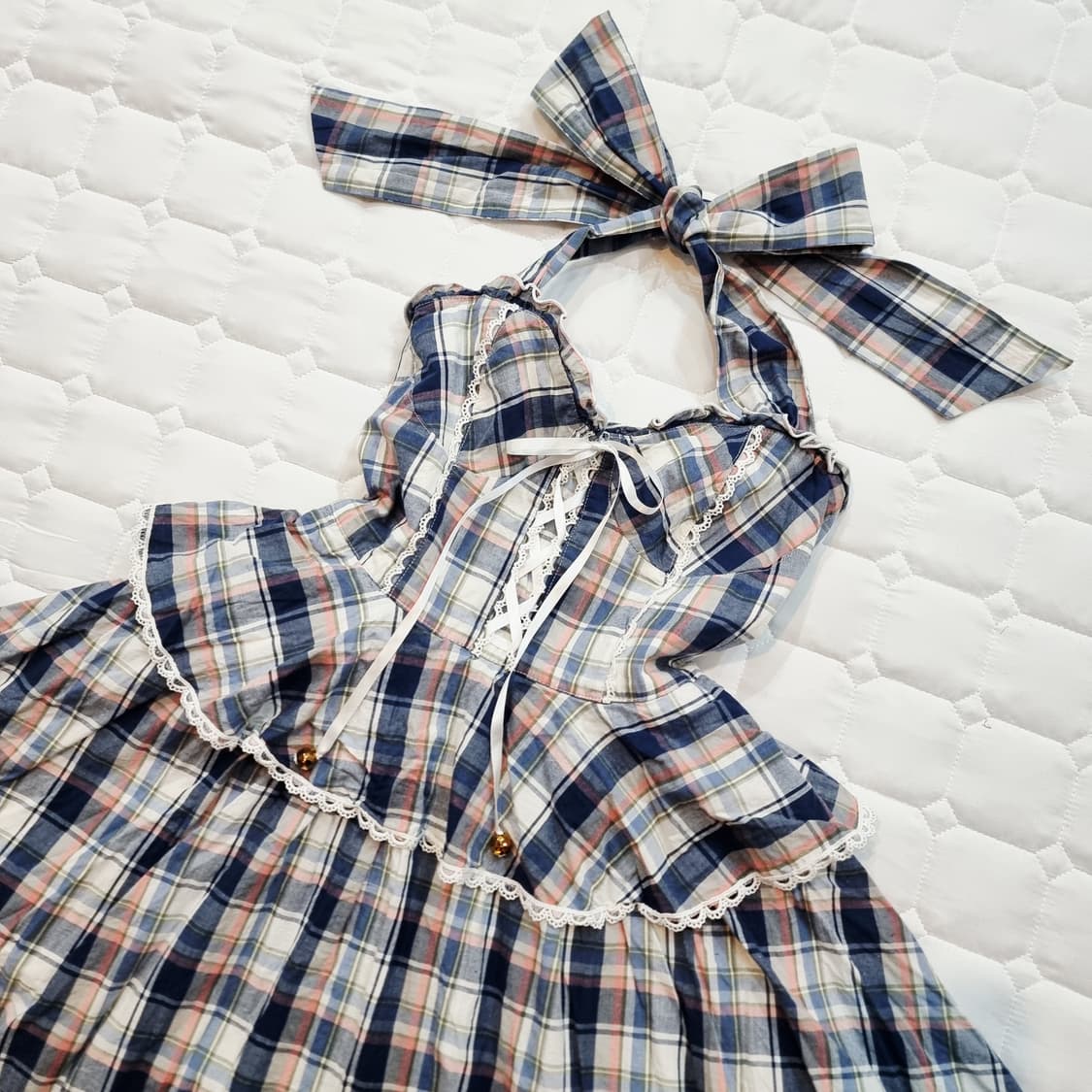 LIZ LISA 리즈리사 체크 홀터넥 레이스 원피스 상품이미지5