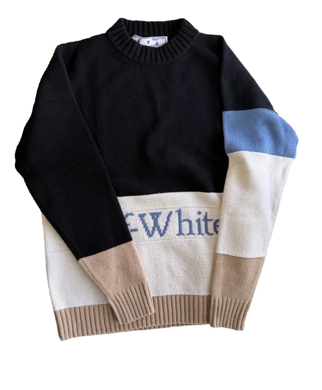 오프화이트 컬러블록 니트 상품이미지1