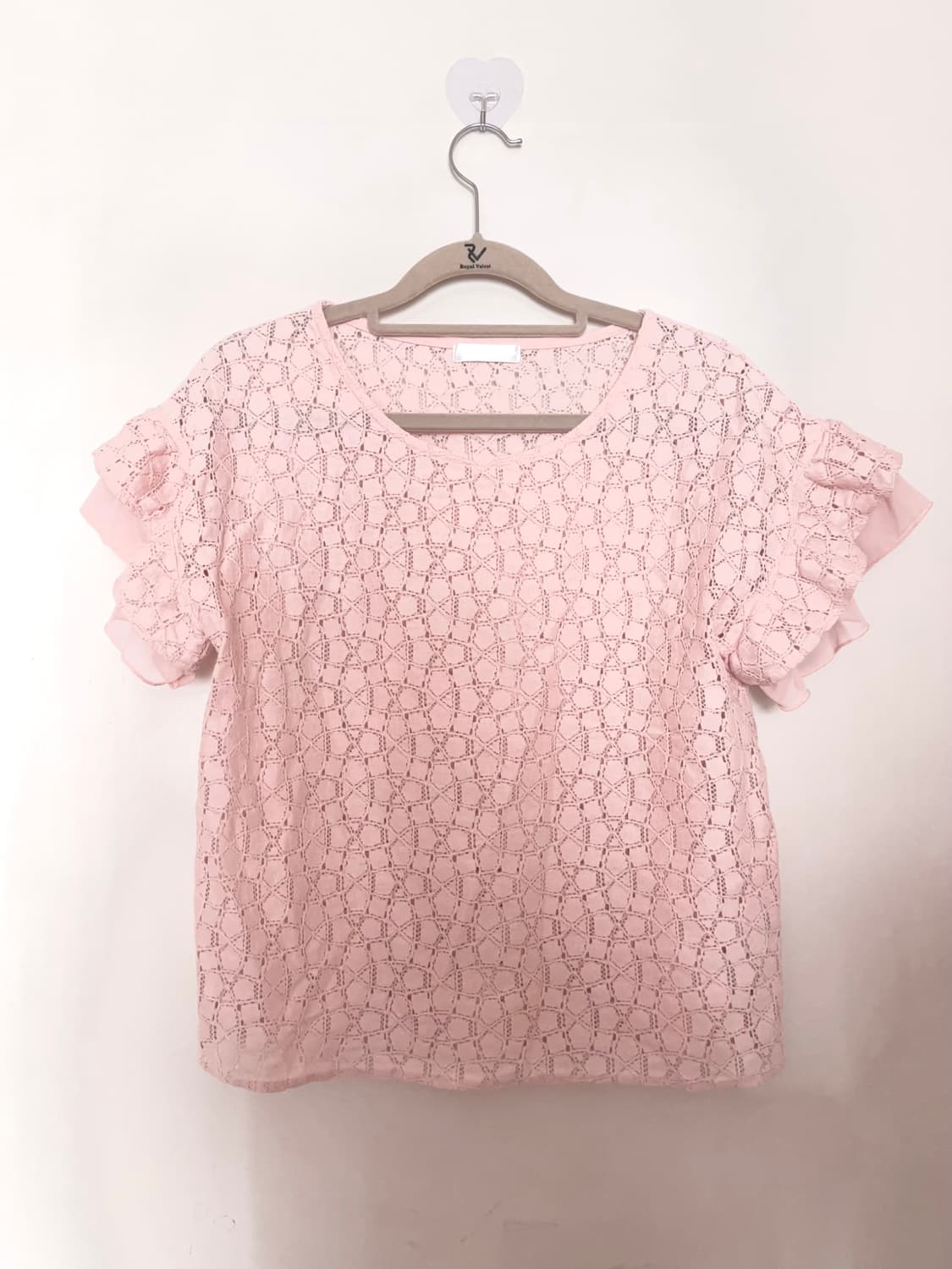 딸기우유 핑크 레이스 공주 반팔 블라우스 상품이미지1