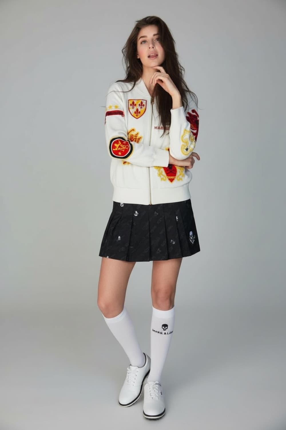 마크앤로나 여성 문양로고 방풍니트집업(S/55) 상품이미지1