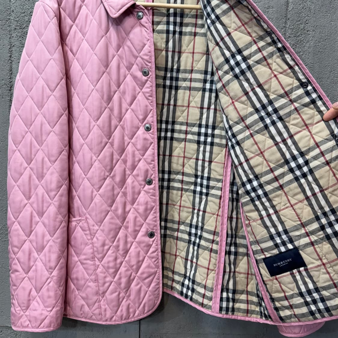 버버리 우먼스 핑크 퀼팅 자켓 made in ENGLAND (L)   상품이미지5