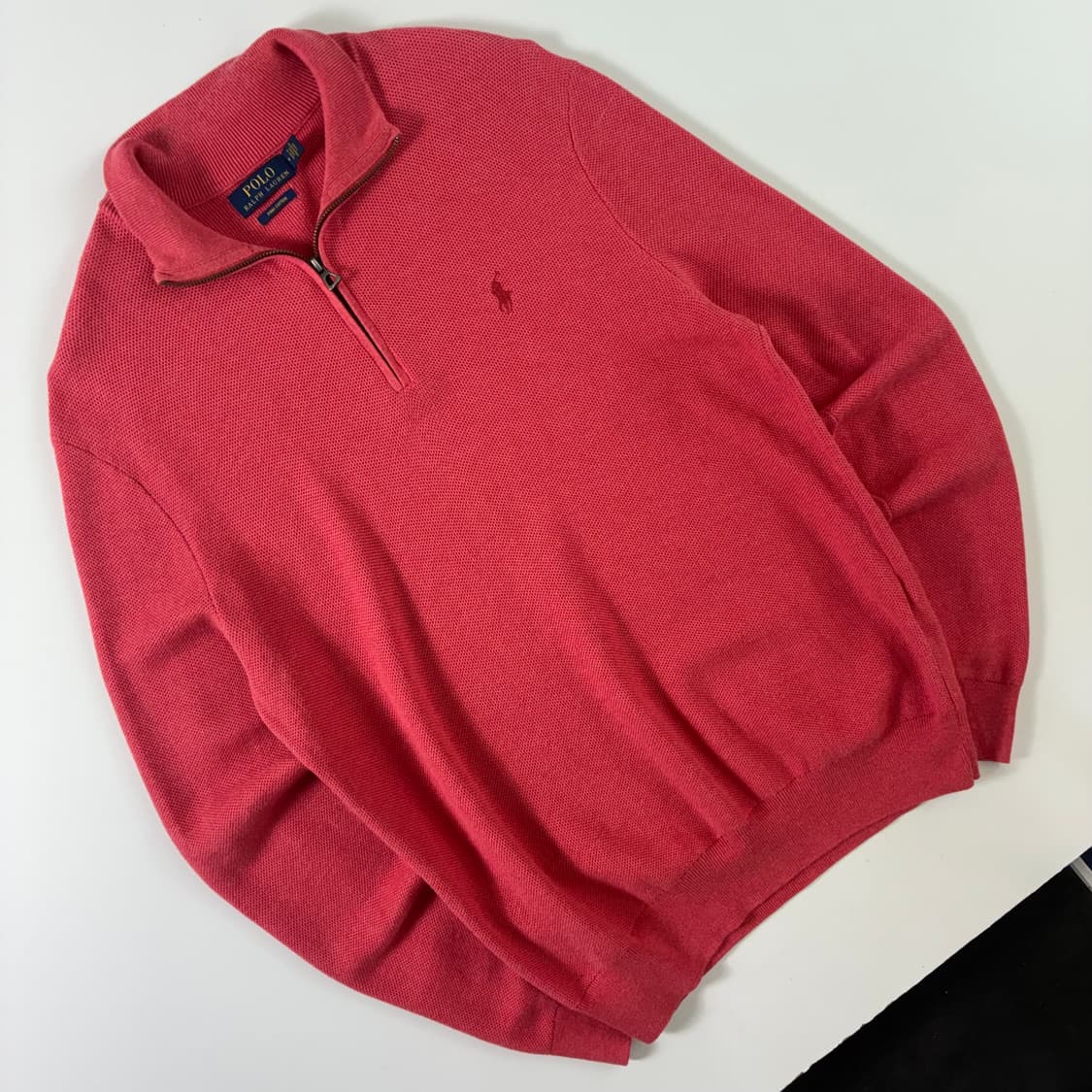 Polo  폴로 랄프로렌 자수 피마코튼 핑크 반집업 니트  상품이미지2