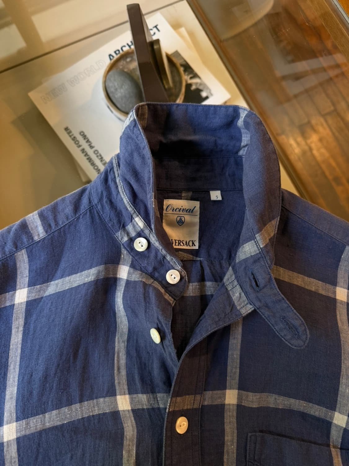 하버색 리넨 윙칼라셔츠 100 상품이미지7