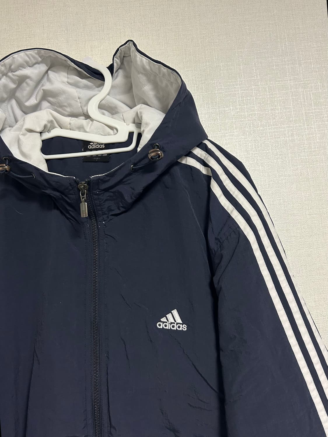 아디다스 올드스쿨 오버핏 패딩 점퍼 후드 누빔 자켓 네이비 110 (XX 상품이미지5