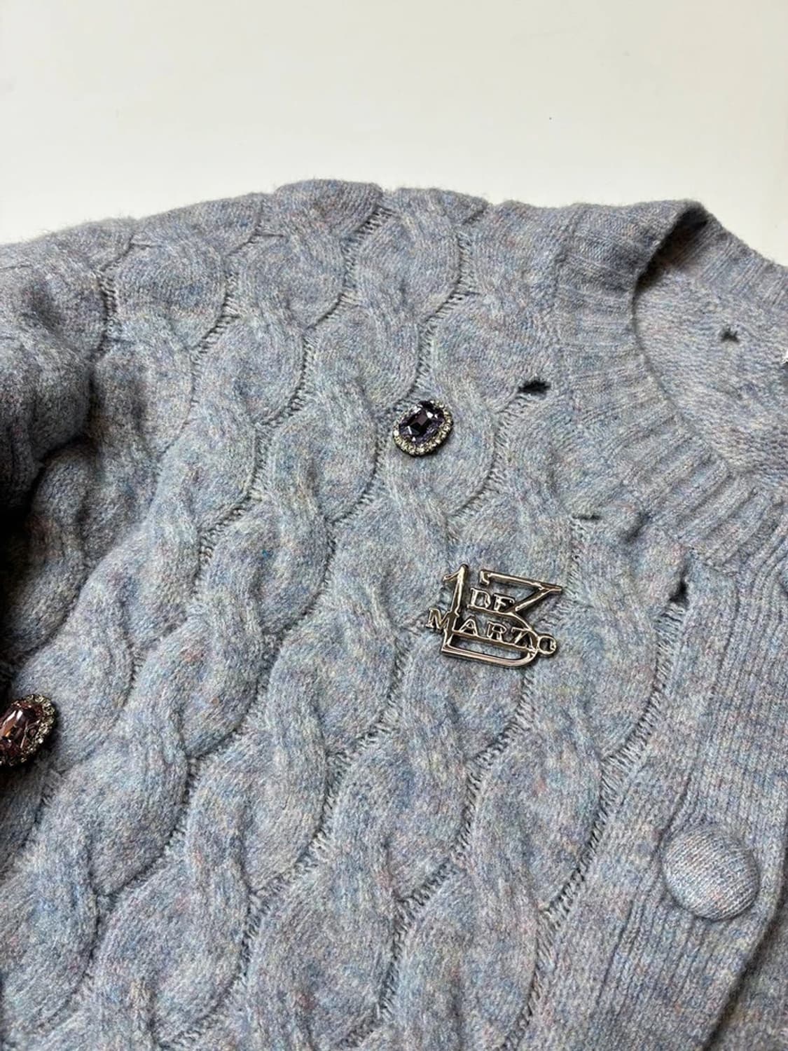 13DE MARZO 큐빅 크롭 케이블 니트 가디건 PN8717 상품이미지3