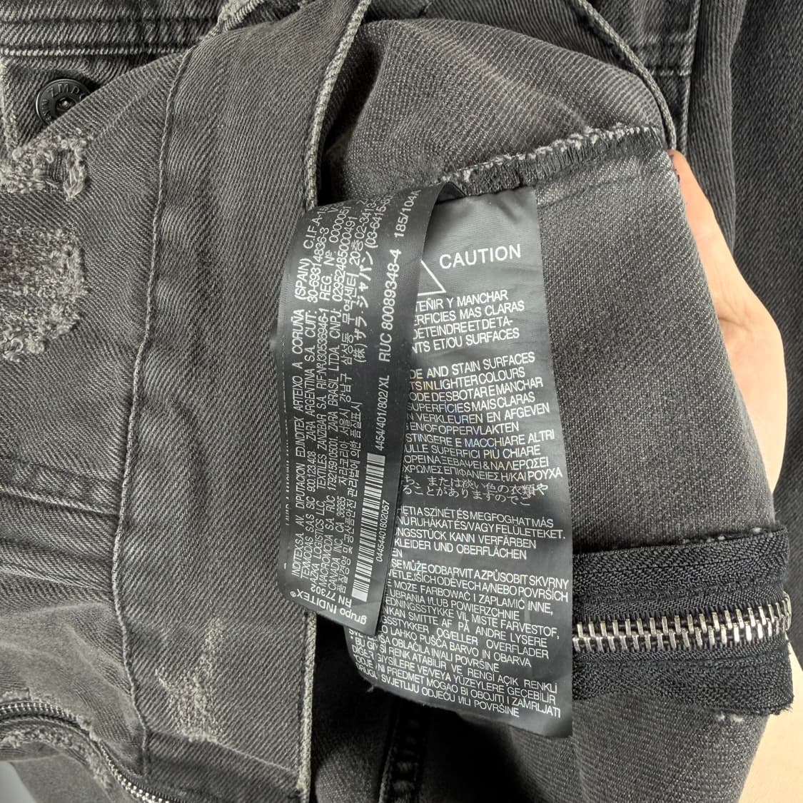 (XL) ZARA 데미지 흑청 데님 자켓 상품이미지5