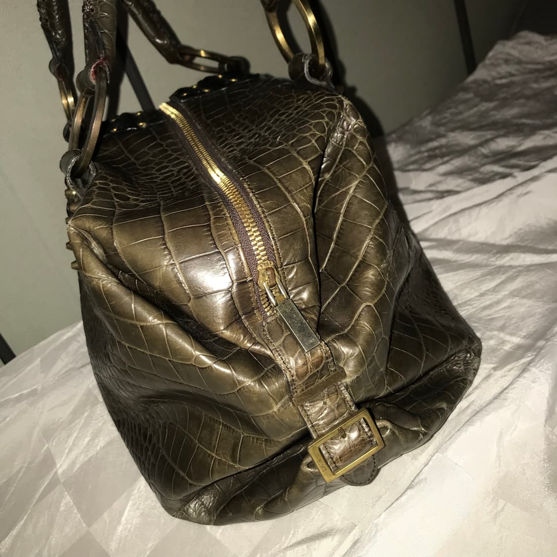 Time 올리브 스터드 크로커다일 토트백 빅백 상품이미지4