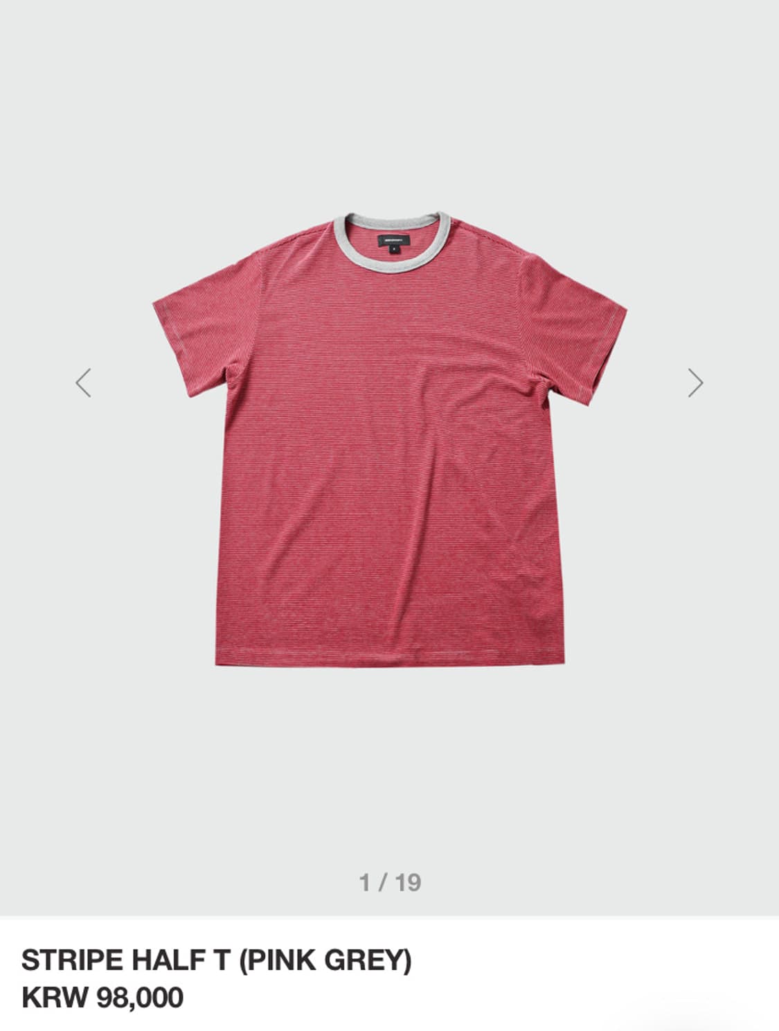 999휴머니티 스트라이프 하프티 핑크그레이 상품이미지1