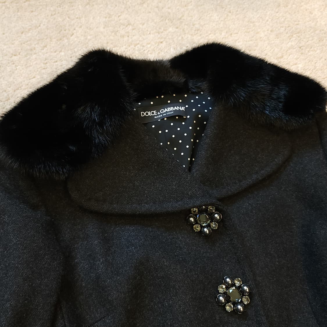 돌체앤가바나 울코트 밍크퍼 쥬얼리 버튼 버진울 코트 38 상품이미지9