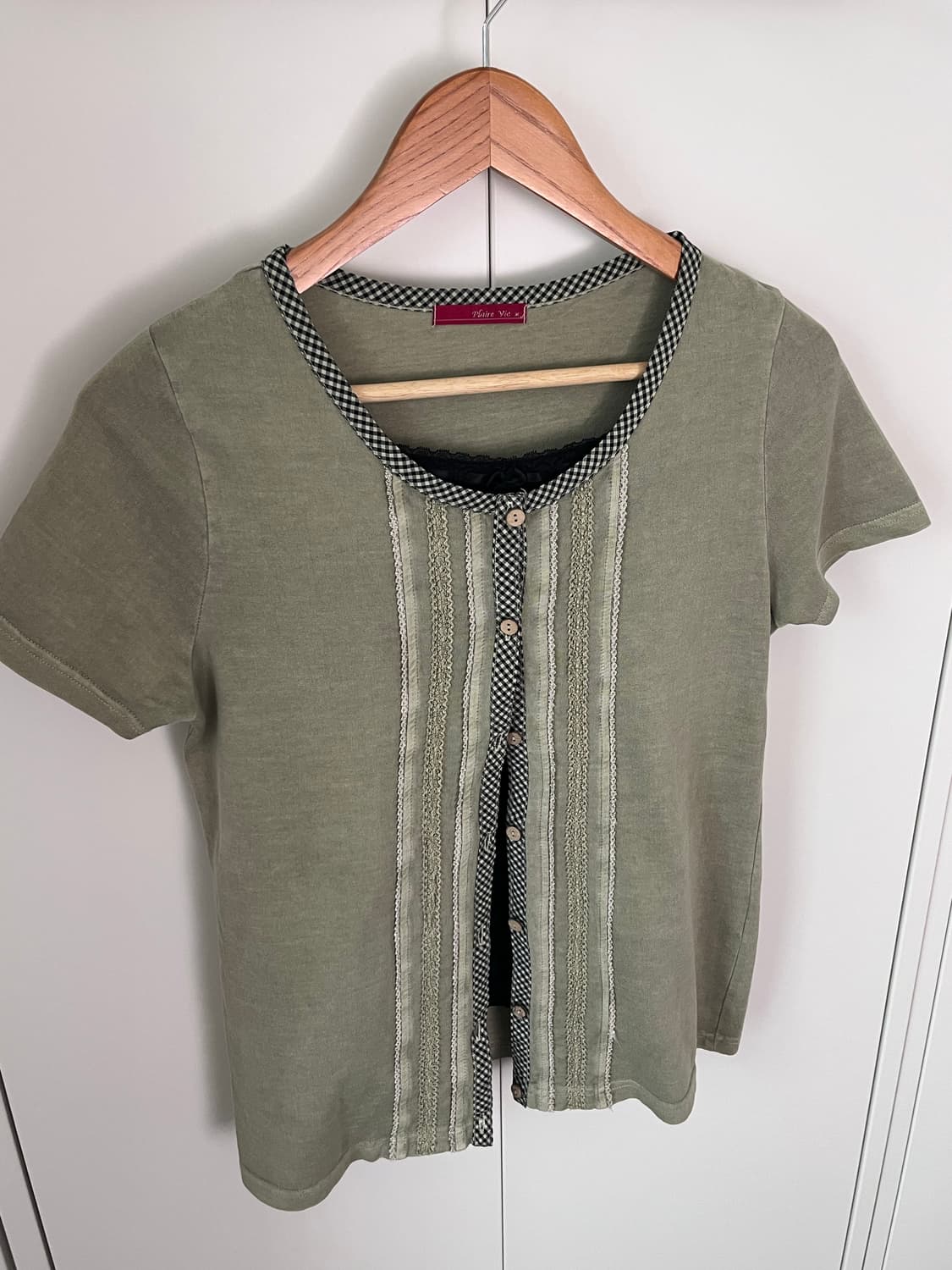 Plaire vie 체크 레이스 바선생 반팔 티셔츠 상품이미지4