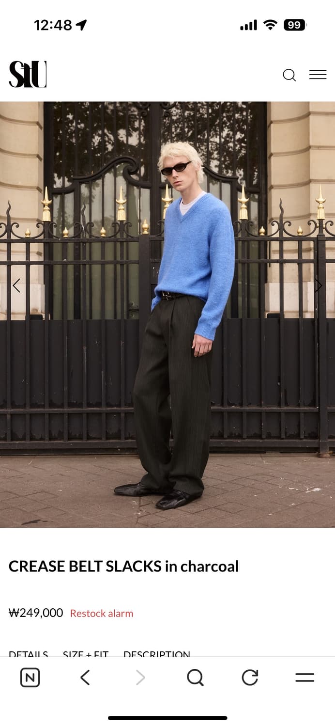 (새상품)STU 크리즈 벨트 슬랙스 인 차콜 (S) 상품이미지2