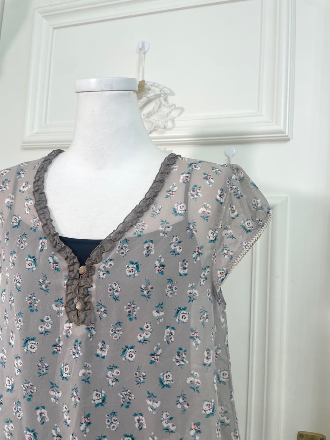 gray flower ruffle shirring mini opc(siz 상품이미지7