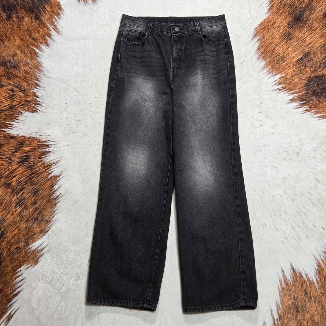 빈티지 흑청 워싱 데님 와이드 팬츠 상품이미지1