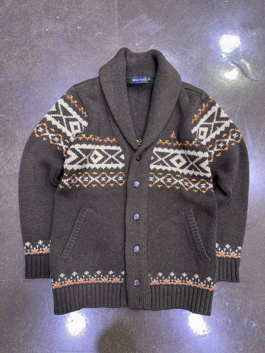 빈폴 숄카라 아즈텍 패턴 니트 헤비 울 가디건 100 상품이미지1