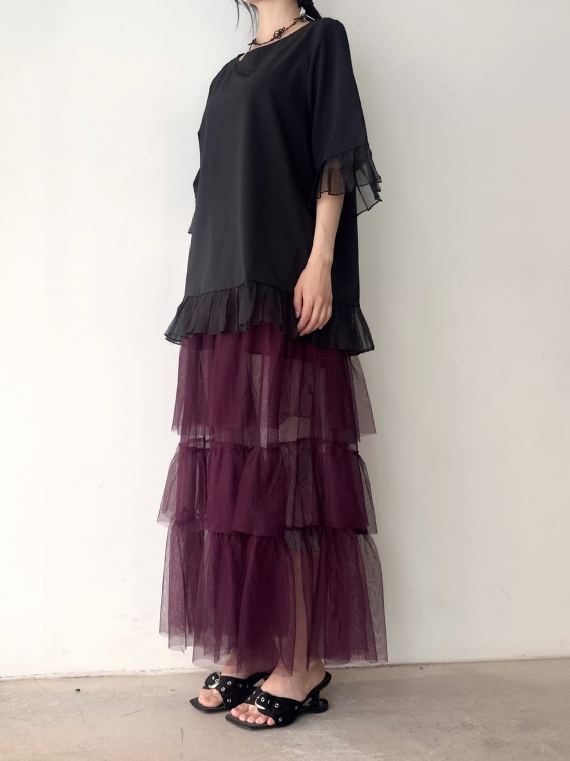 Organza ruffle mix top 상품이미지6