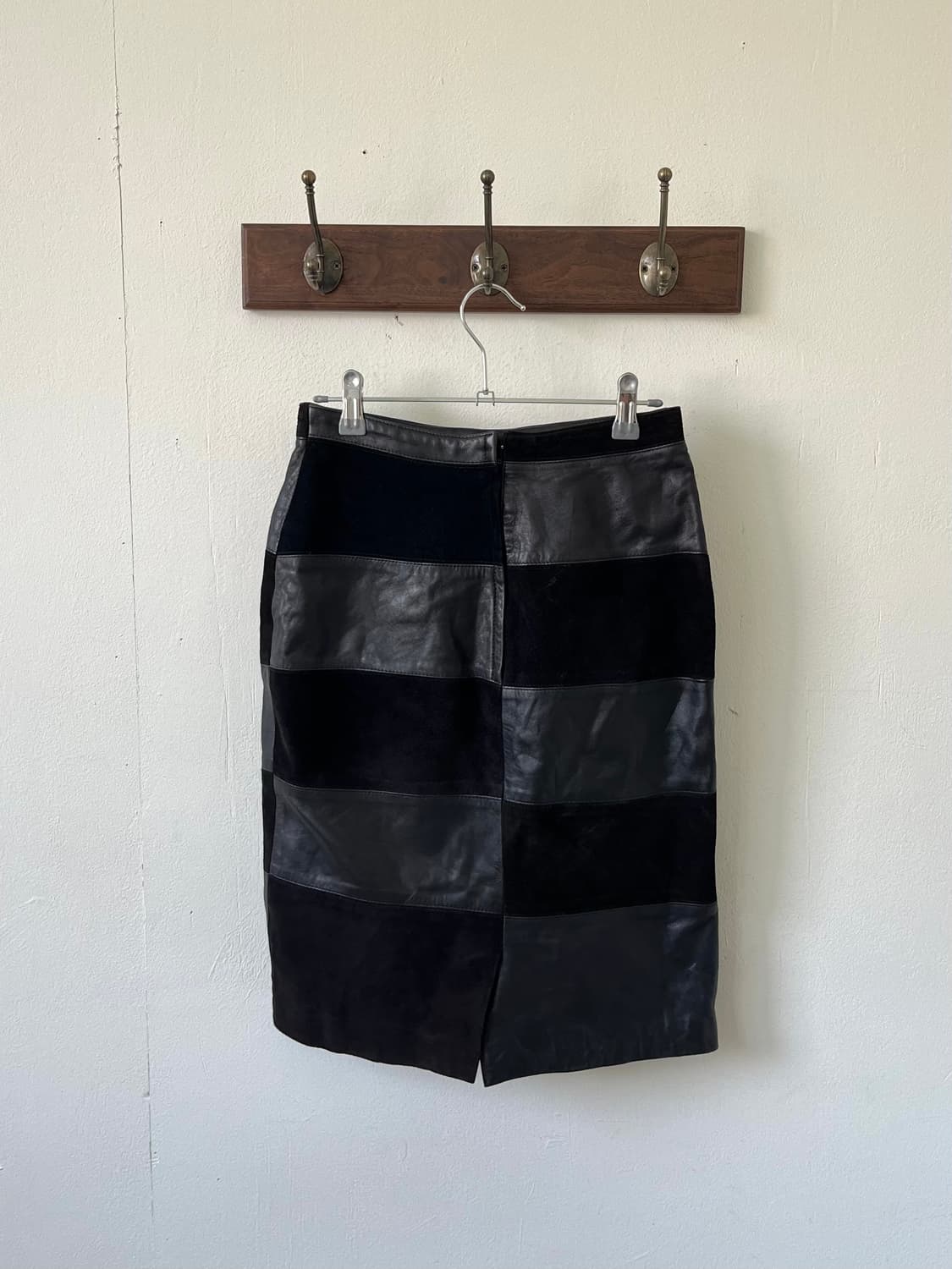 Japan vtg 레더 블럭 스커트 상품이미지2