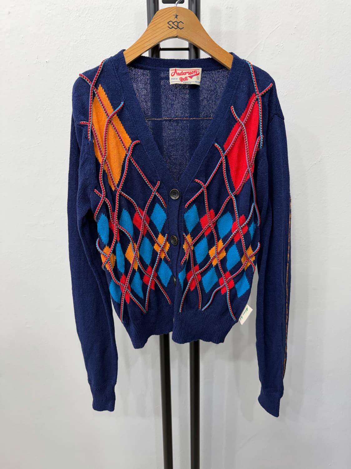 정품) 앤더슨벨 아가일 여성 니트 가디건 S  상품이미지1