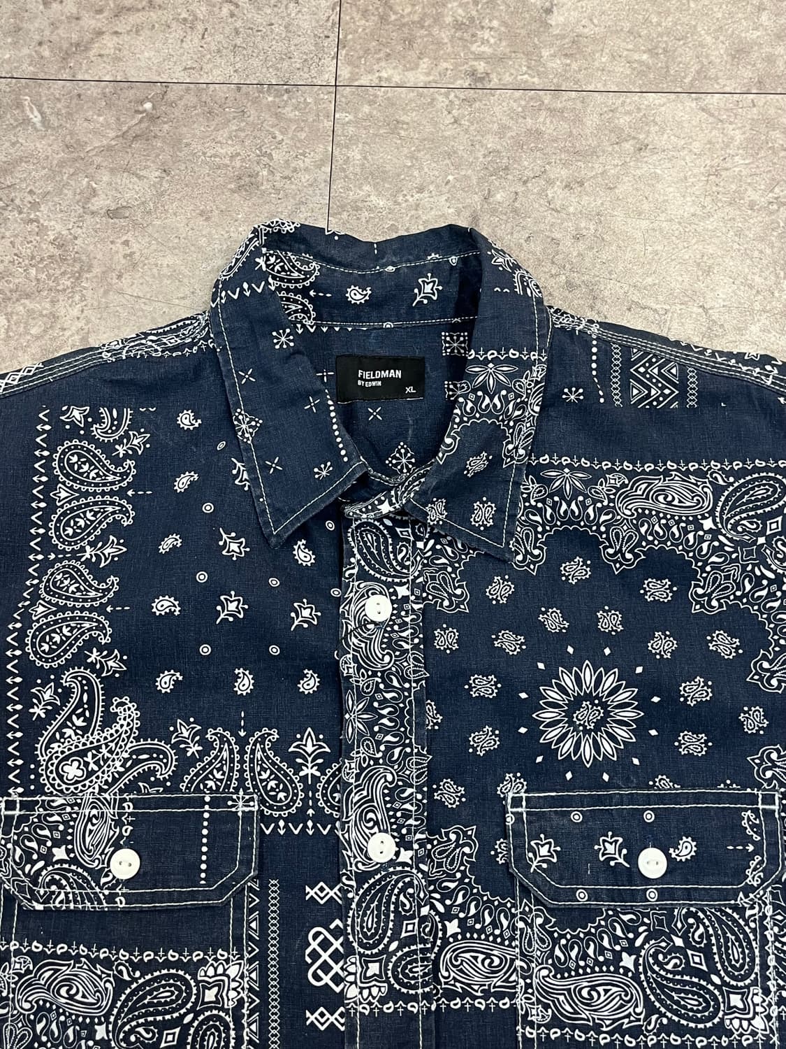 에드윈 페이즐리 셔츠 네이비 XL #csz3806 상품이미지5